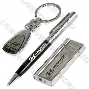 Набор "Hyundai" Chrome брелок+ручка+зажигалка (на блистере) Legion