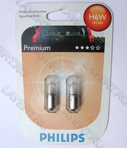  H6W (BA9s) Halogen () -(2) 12V Philips 12036B2