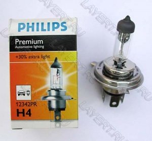 Автолампа H4 (60/55) P43t-38+30% Vision 12V Philips 12342PRC1