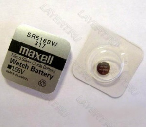 Элемент питания (батарейка) SR516SW Saline 1,55V таблетка Maxell 317 (1шт)