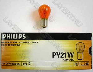  PY21W (BAU15s) Yellow 12V Philips 12496NACP