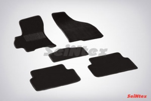 Коврики в салон на Chevrolet Lanos ворсовые на резиновой основе LUX черные (4шт) Seintex