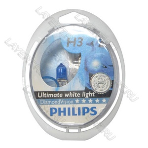 Автолампа H3(55) PK22s Diamond Vision 5000K (2шт) 12V Philips 12336DVS2
