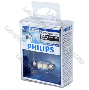  C5W (SV8.5/8) 38 2 SMD Blue Vision LED 6000K 12V Philips 128596000KX1