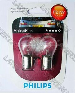  P21W (BA15s)+50% Vision Plus () -(2) 12V Philips 12498VPB2