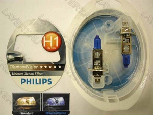Автолампа H1 (55) P14.5s Diamond Vision 5000K к-т(2шт) 12V Philips 12258DVS2