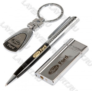 Набор "Ford" Chrome брелок+ручка+зажигалка (на блистере) Legion