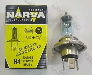 Автолампа H4 (60/55) P43t-38+30% Range Power Blue 12V Narva 48677