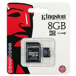 Карта памяти (Флэшка) Kingston MicroSDHC 8 Gb Class 10 с адаптером