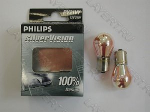  P21W (BAU15s)+30% Silver Vision (2) 12V Philips 12496SVS2