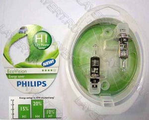 Автолампа H1 (55) P14.5s Eco Vision к-т(2шт) 12V Philips 12258ECOS2