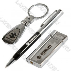 Набор "Suzuki" Chrome брелок+ручка+зажигалка (на блистере) Legion