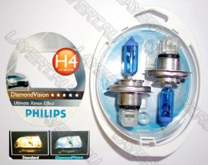 H4 (60/55) P43t-38 Diamond Vision 5000K -(2) 12V Philips 12342DVS2