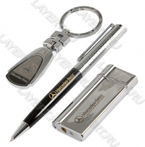 Набор "Mercedes" Chrome брелок+ручка+зажигалка (на блистере) Legion